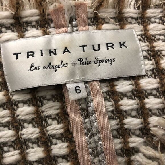 Trina Turk Tweed Fringe Trim Jewel clasp jacket XS - Picture 3 of 7